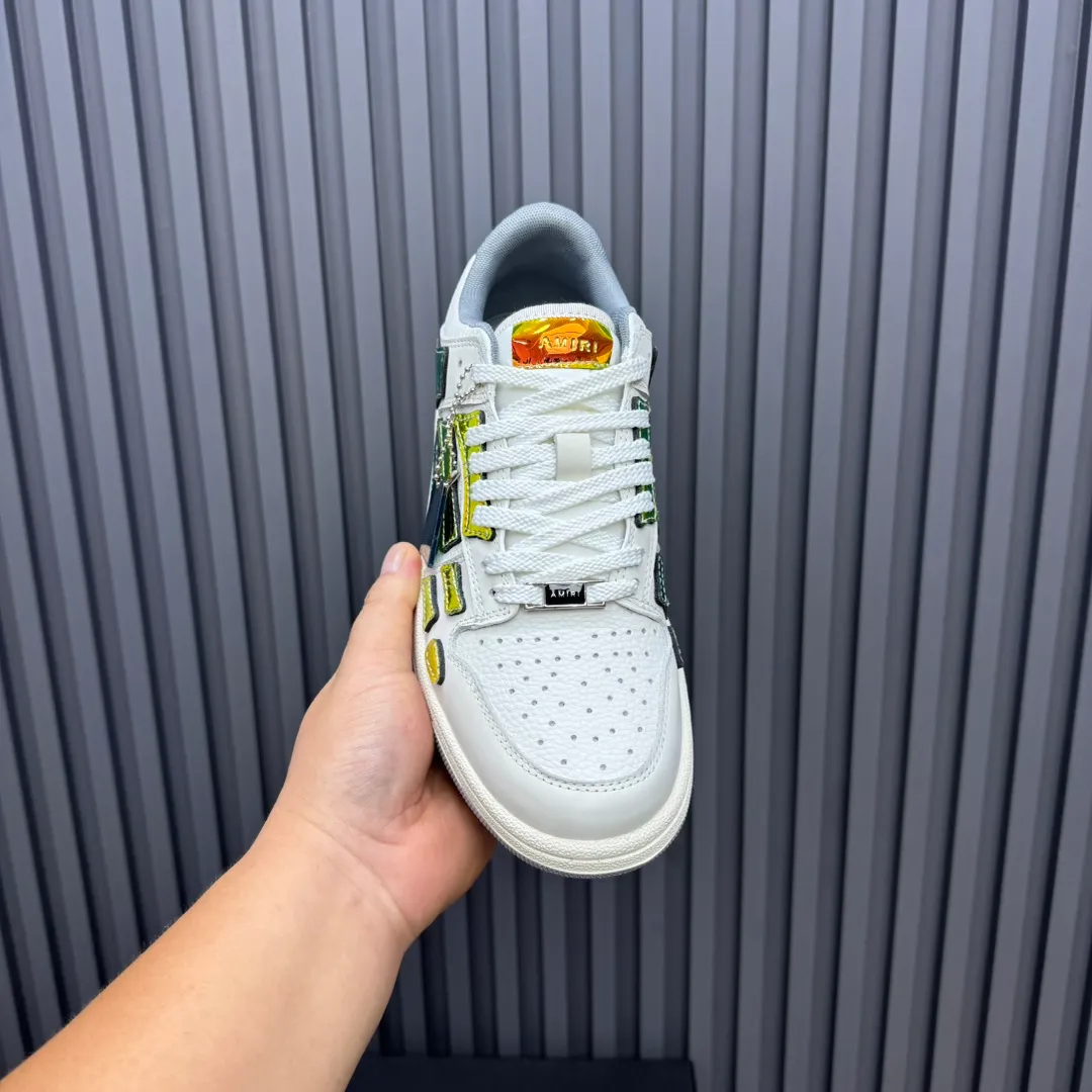 Men's men's shoes 💰600 AMIRI high street sneakers with bone sports shoes, toe layer cowhide upper, upper side bones, hand-stitched, good three-dimensional effect, customized metal LOGO, size 38-45 46